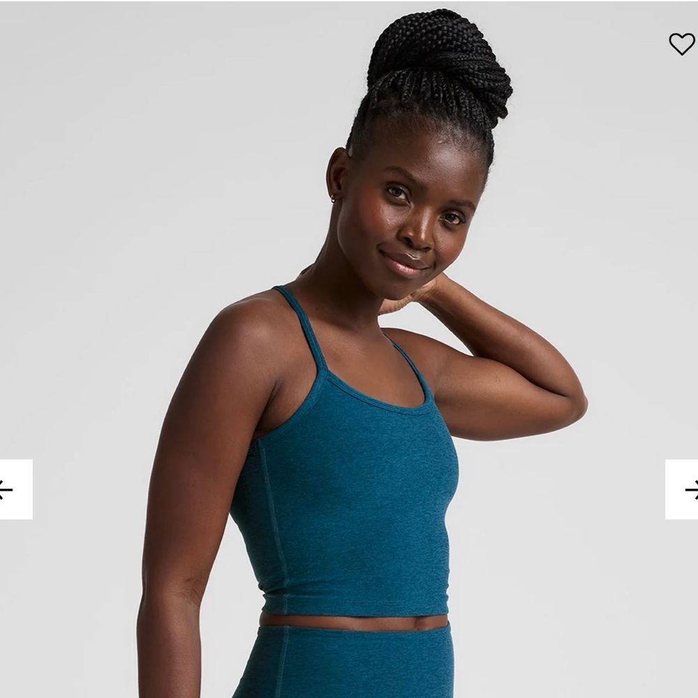 Navy Blue Beyond Yoga Spacedye Slim Racerback Cropped Tank